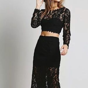Free People BLACK LACE 2 PIECE SKIRT SET 4